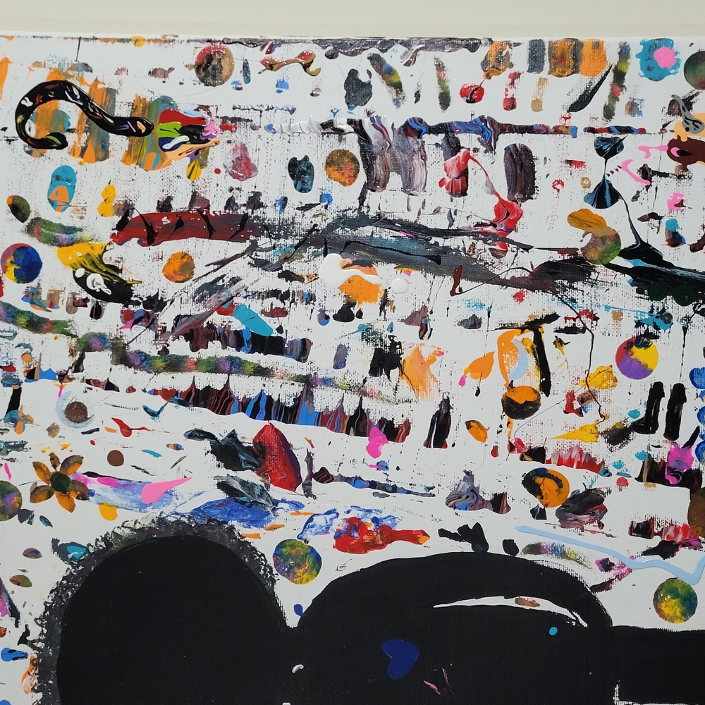 Abstract Art Canvas with Black Silhouette - Picture 2 of 7